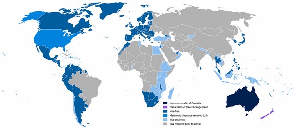 Визовый режим для граждан Австралии